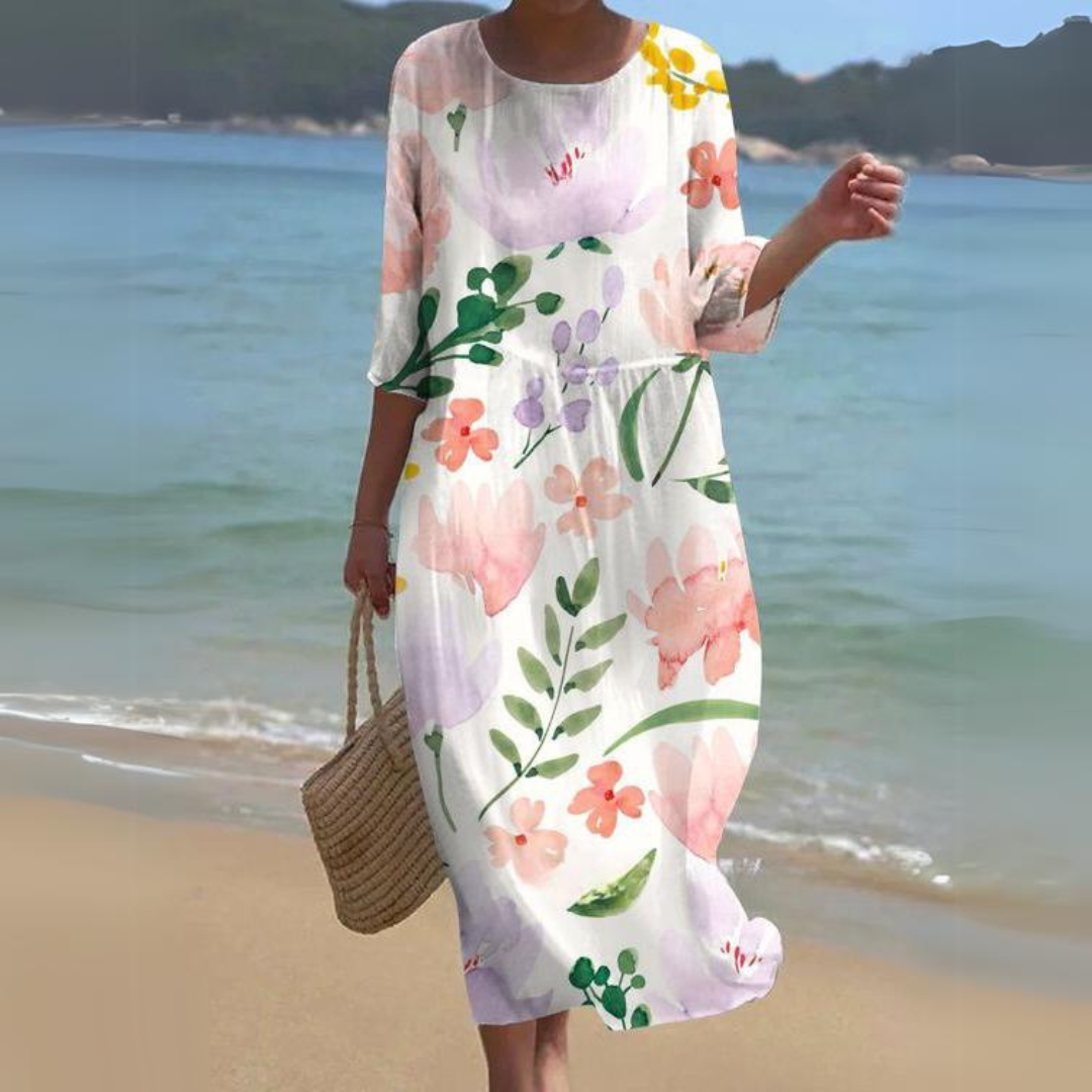 Variant image for Camille | Femme Robe Midi Chic avec Ceinture Cintrée en Tissu Luxueux-61