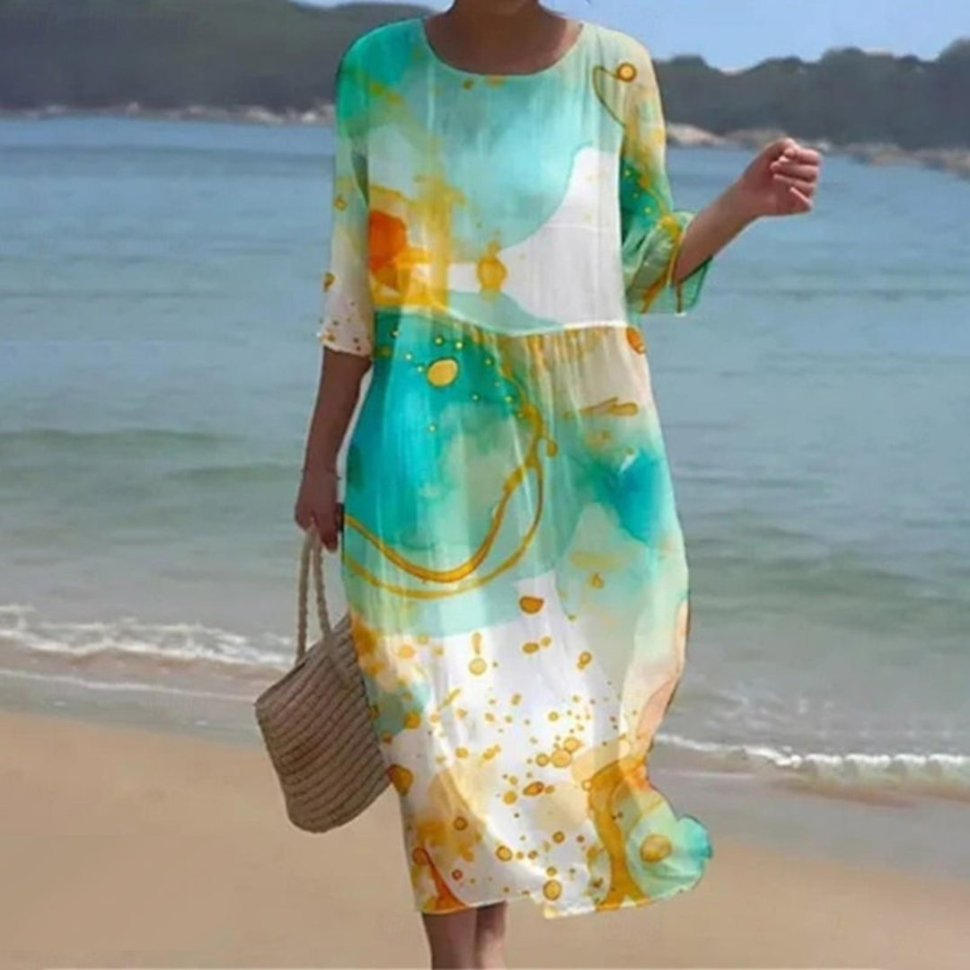 Camille | Femme Robe Midi Chic avec Ceinture Cintrée en Tissu Luxueux 5