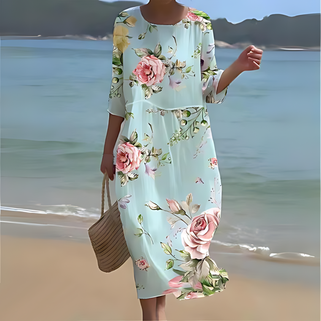 Camille | Femme Robe Midi Chic avec Ceinture Cintrée en Tissu Luxueux 4
