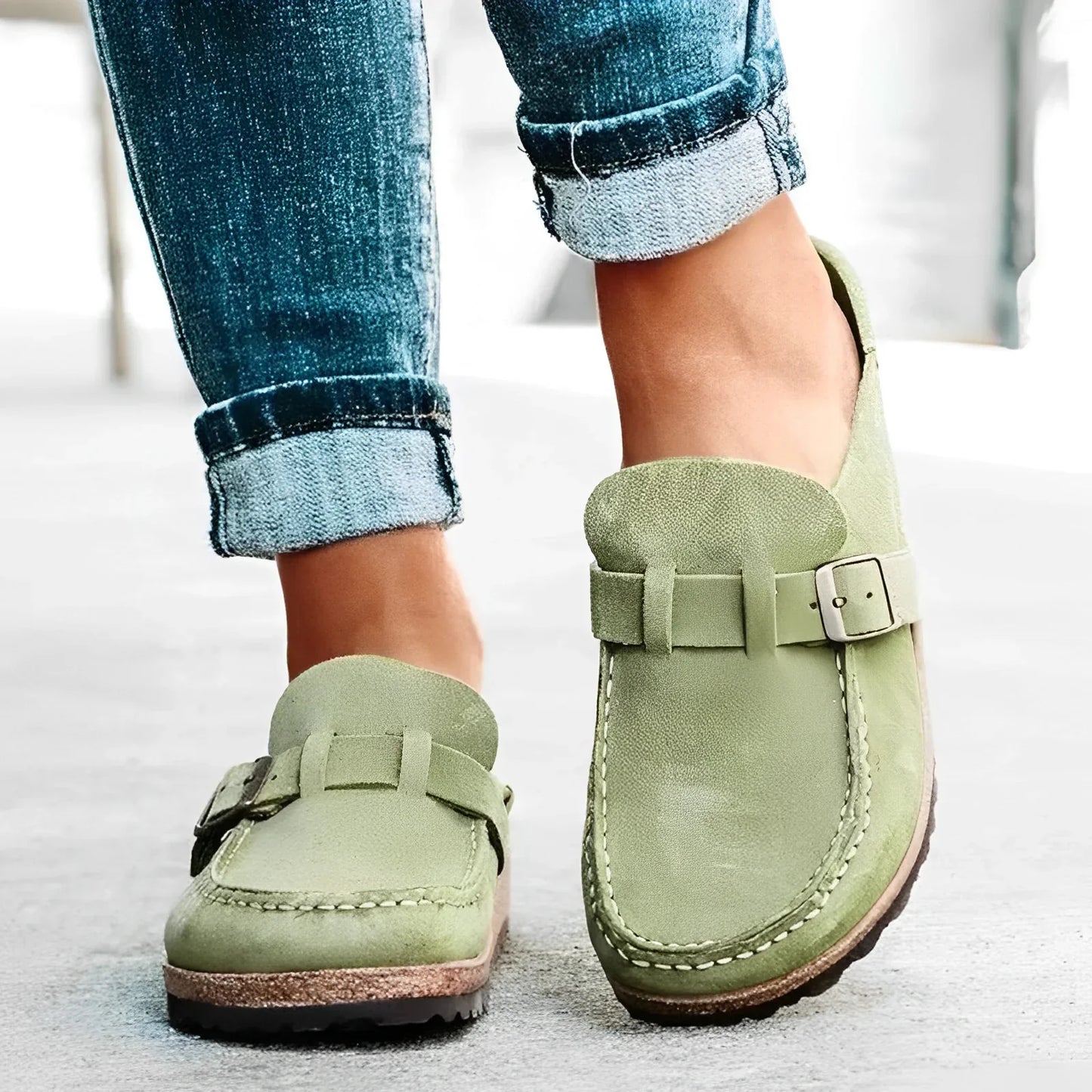 Gabrielle | Femme Sandale Vintage en Daim avec Semelle en Liège Antidérapante 1