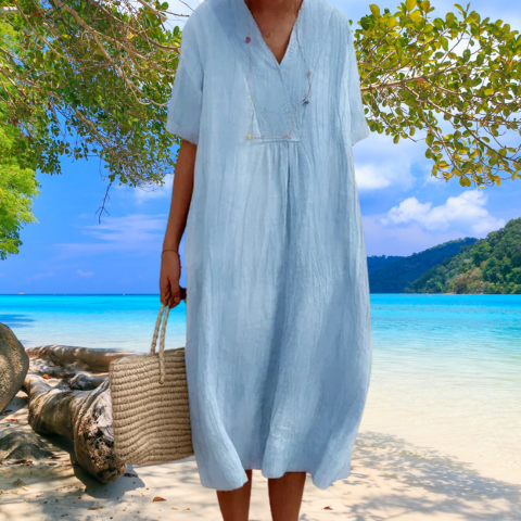 Margaux | Femme Robe Midi en Lin avec Coupe Fluide et Tissu Respirant 2