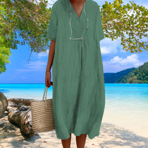 Margaux | Femme Robe Midi en Lin avec Coupe Fluide et Tissu Respirant 3
