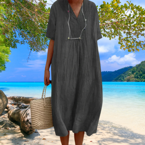 Margaux | Femme Robe Midi en Lin avec Coupe Fluide et Tissu Respirant 5