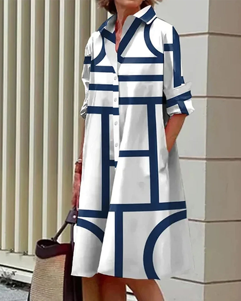Margaux | Femme Robe Longue Imprimé Géométrique avec Poches 4