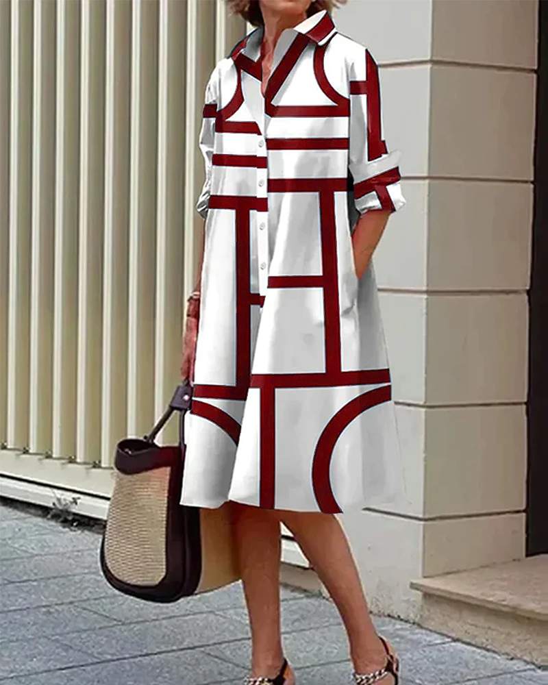 Variant image for Margaux | Femme Robe Longue Imprimé Géométrique avec Poches-17