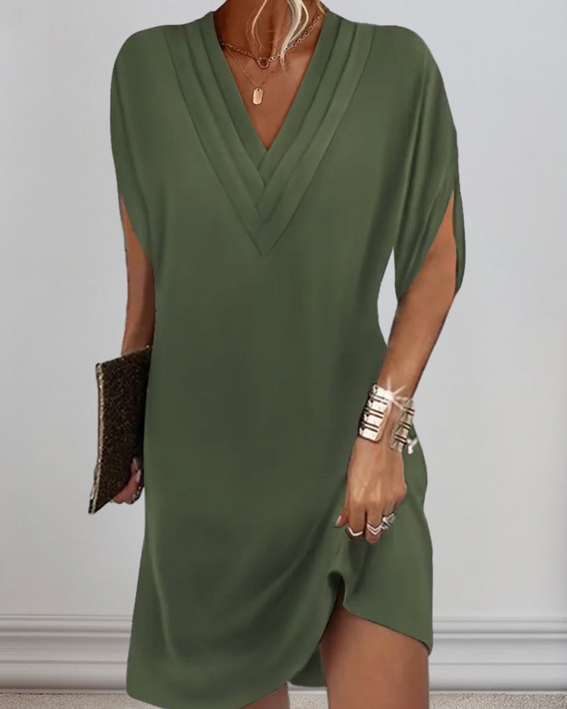 Élodie | Femme Robe Longue de Soirée Manches Fendues Unies-1
