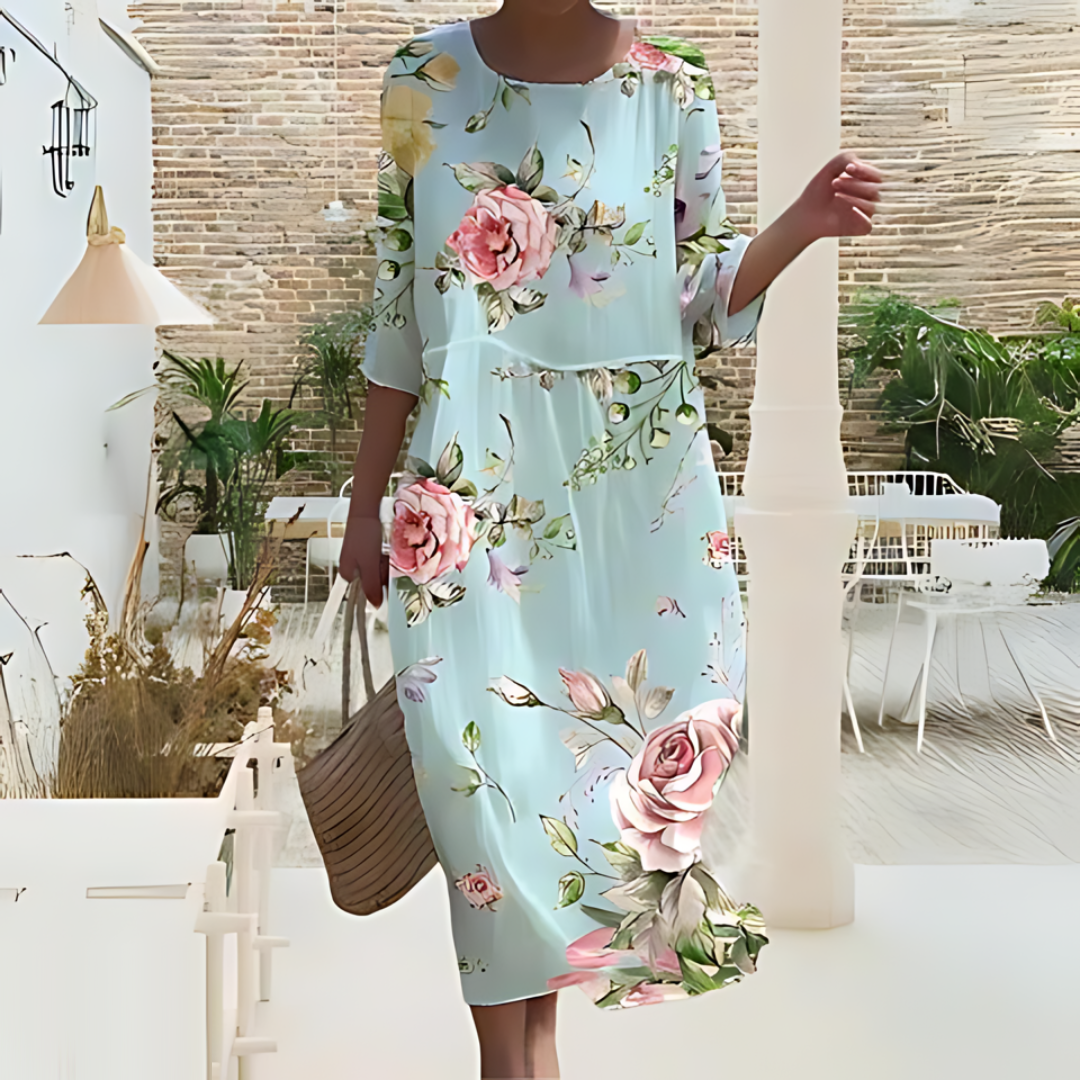 Camille | Femme Robe Midi Chic avec Ceinture Cintrée en Tissu Luxueux 2