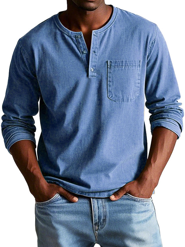 Florian | Homme Chemise Vintage Col Henley en Coton Durable-2