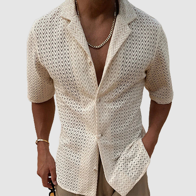 Maxime | Homme Chemise Aérée Motif Zigzag Tissu Léger-2