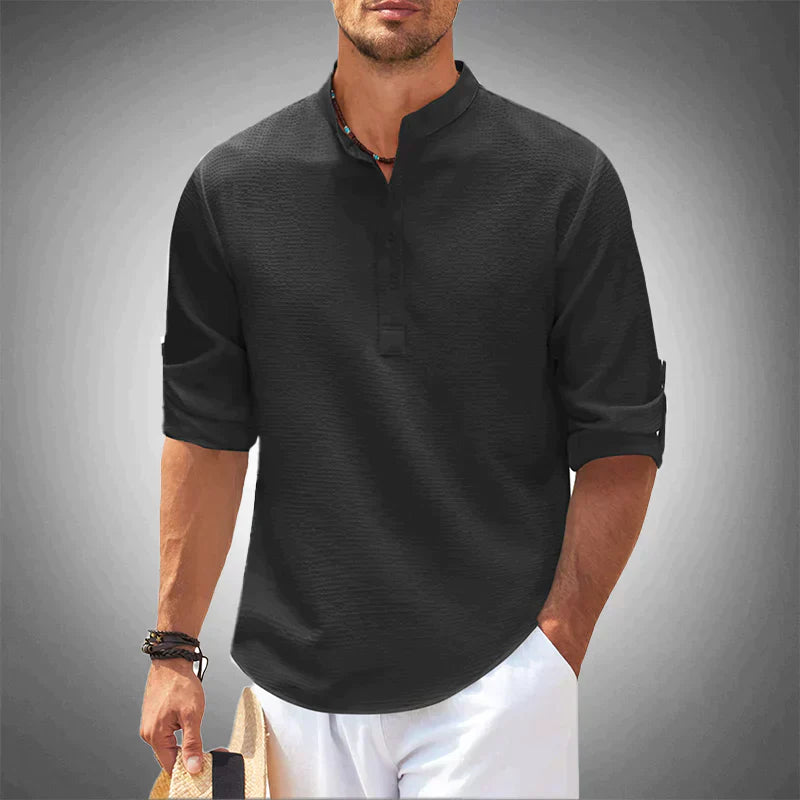 Variant image for Hugo | Homme Chemise Décontractée en Coton Aéré Col Montant-9
