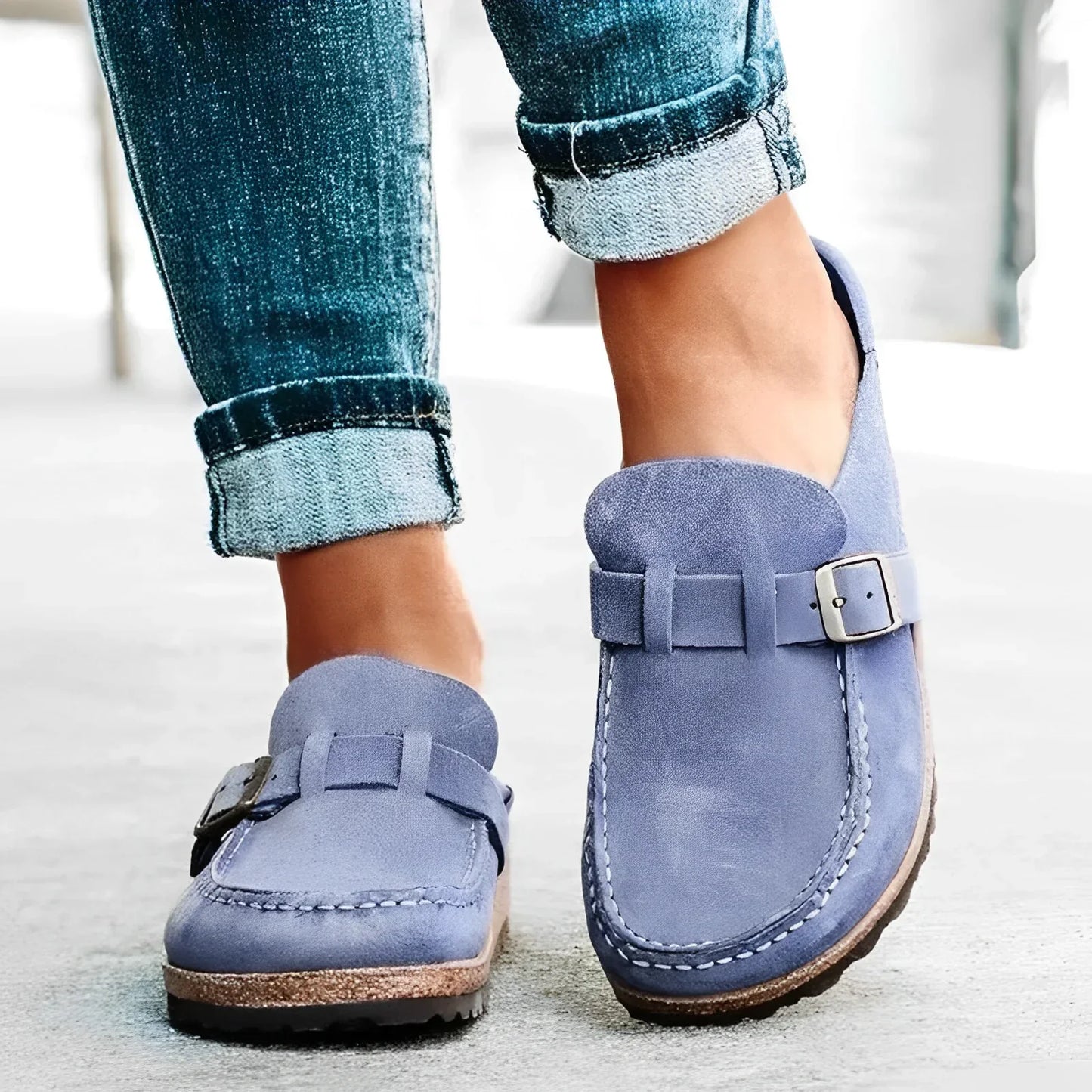 Gabrielle | Femme Sandale Vintage en Daim avec Semelle en Liège Antidérapante 2