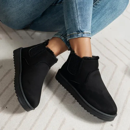 Gabrielle | Femme Bottes Noires Minimalistes en Tissu Léger 3