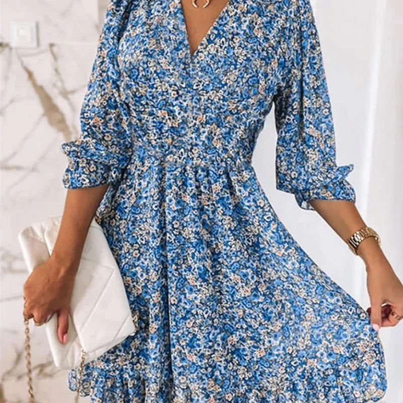 Amélie | Femme Robe Longue Bohème à Imprimé Floral Été 6