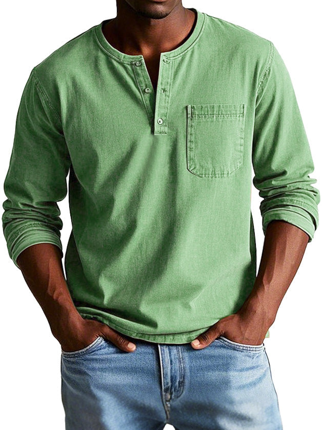 Florian | Homme Chemise Vintage Col Henley en Coton Durable-3