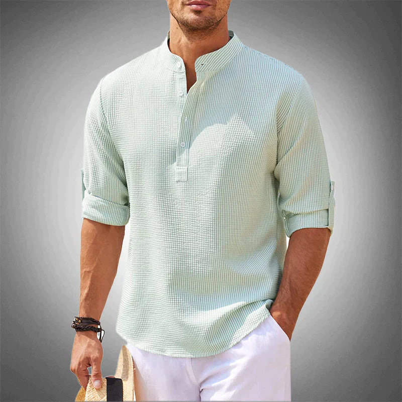 Hugo | Homme Chemise Décontractée en Coton Aéré Col Montant-4
