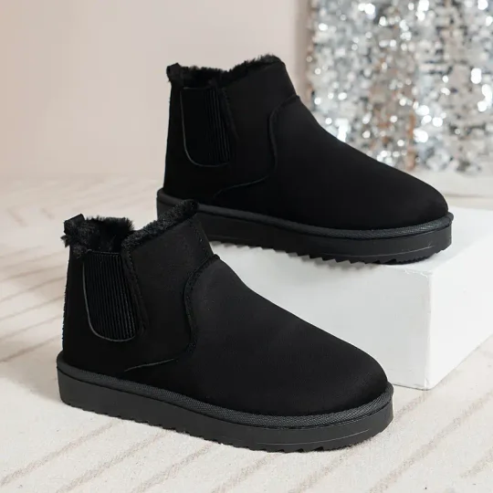 Gabrielle | Femme Bottes Noires Minimalistes en Tissu Léger 4