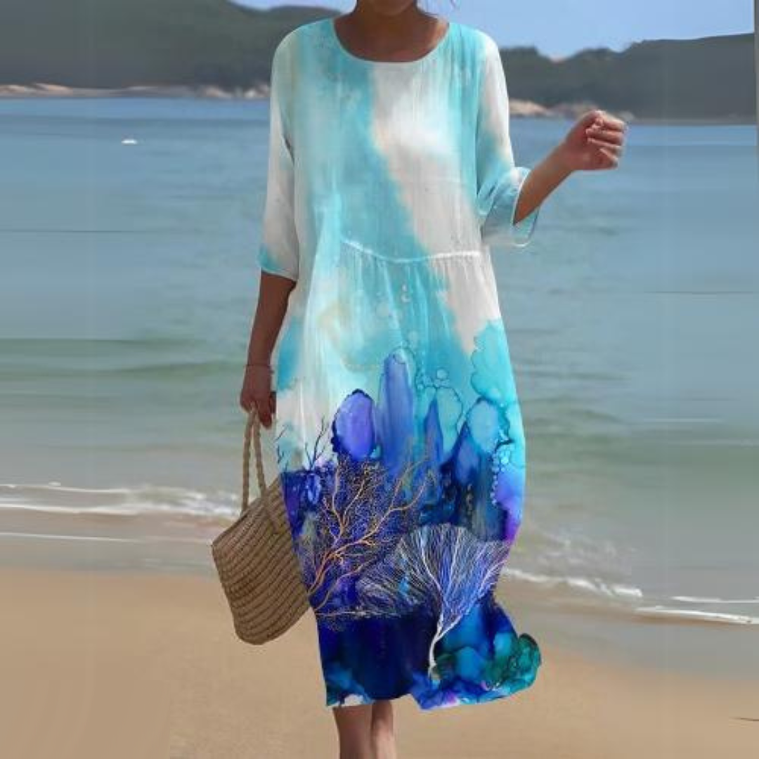 Camille | Femme Robe Midi Chic avec Ceinture Cintrée en Tissu Luxueux 3