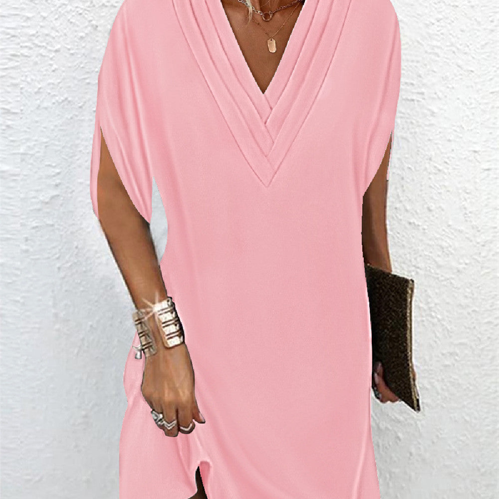 Élodie | Femme Robe Longue de Soirée Manches Fendues Unies-6