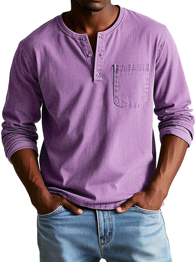 Florian | Homme Chemise Vintage Col Henley en Coton Durable-5