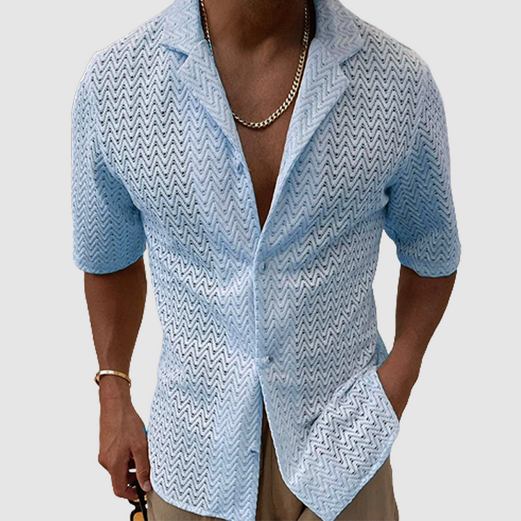 Variant image for Maxime | Homme Chemise Aérée Motif Zigzag Tissu Léger-1