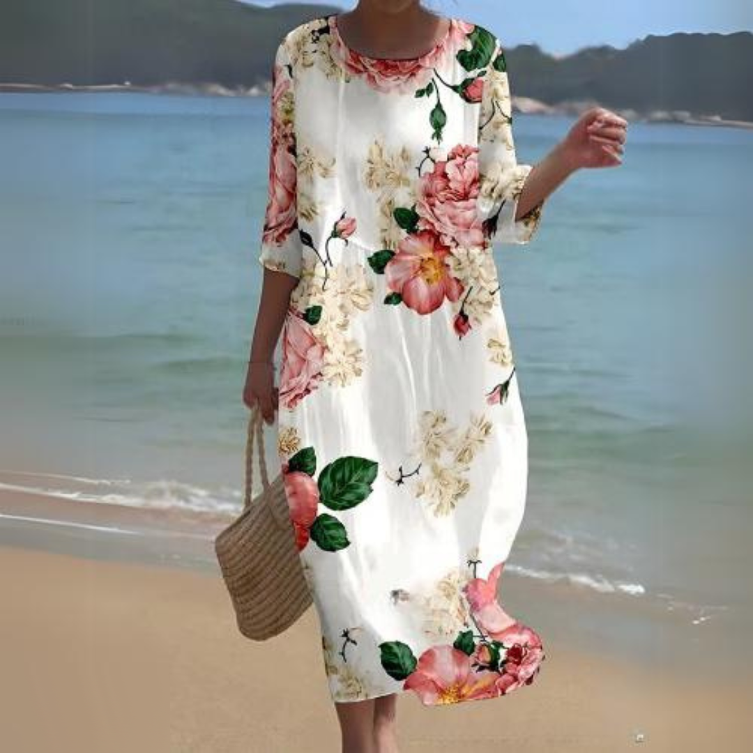 Camille | Femme Robe Midi Chic avec Ceinture Cintrée en Tissu Luxueux 6
