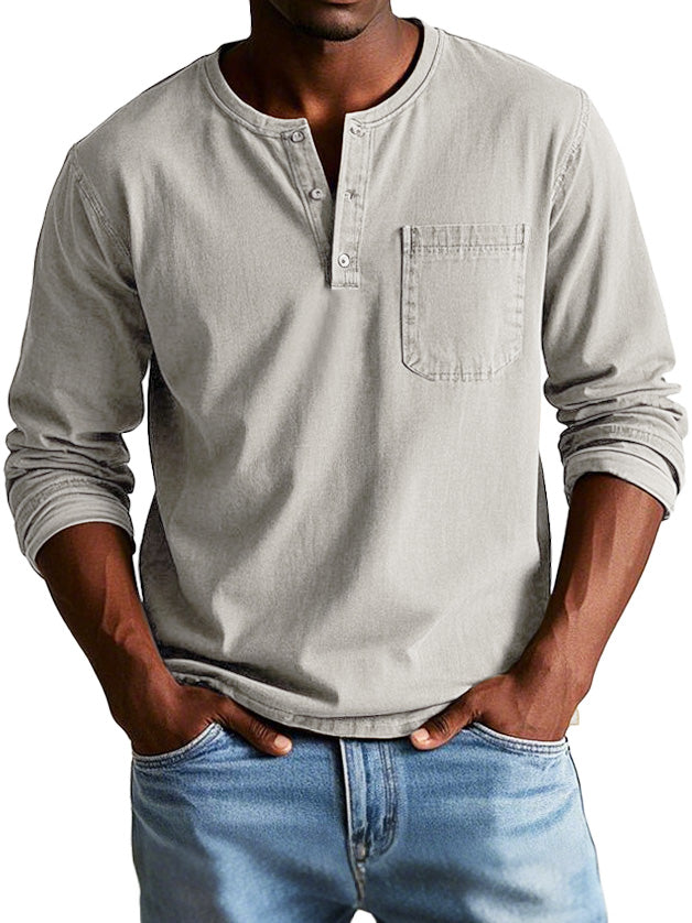 Florian | Homme Chemise Vintage Col Henley en Coton Durable-6