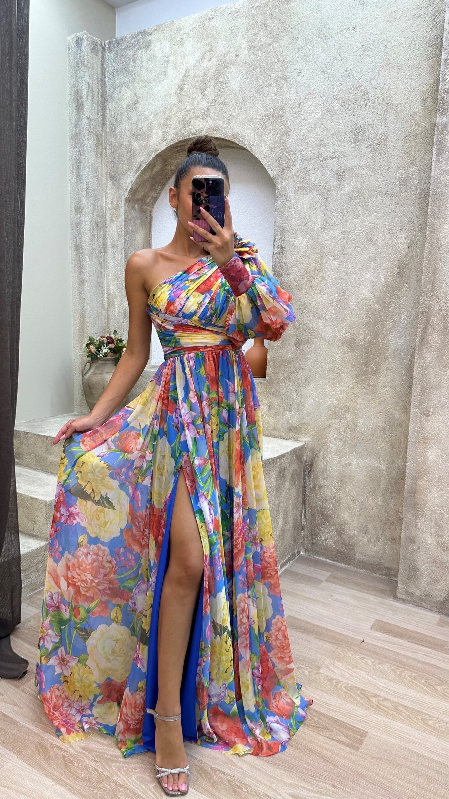 Camille | Femme Robe Longue De Soirée Épaule Dégagée Imprimé Floral 3