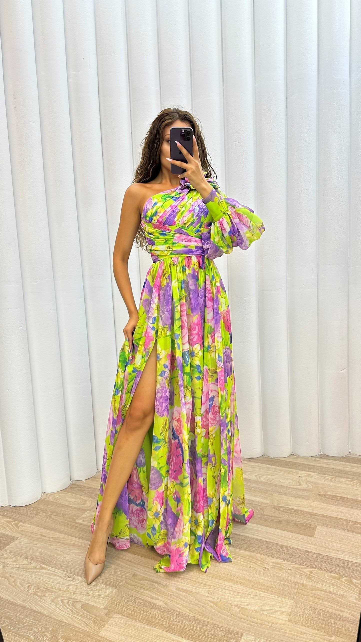 Camille | Femme Robe Longue De Soirée Épaule Dégagée Imprimé Floral 2