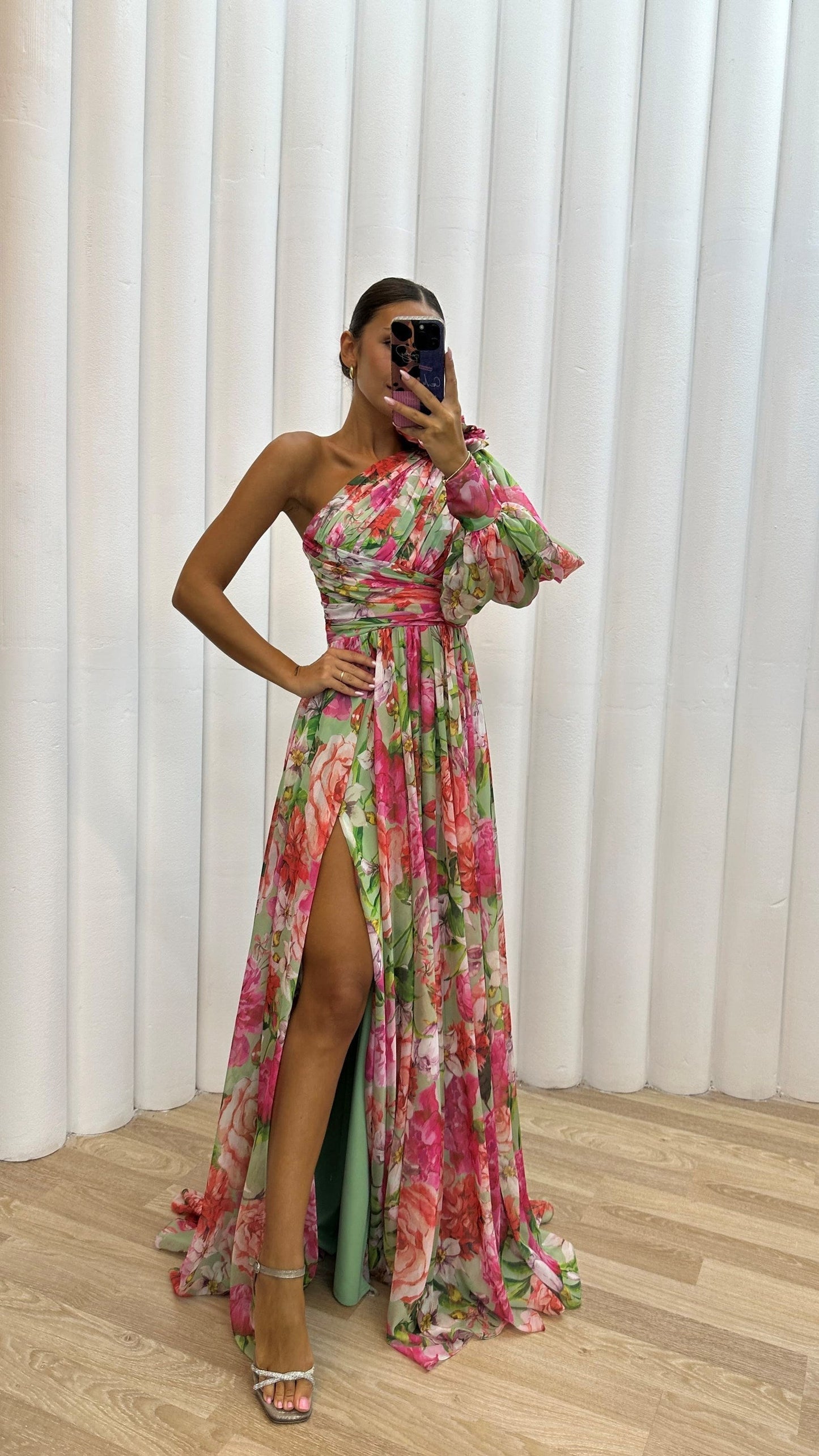 Camille | Femme Robe Longue De Soirée Épaule Dégagée Imprimé Floral 4