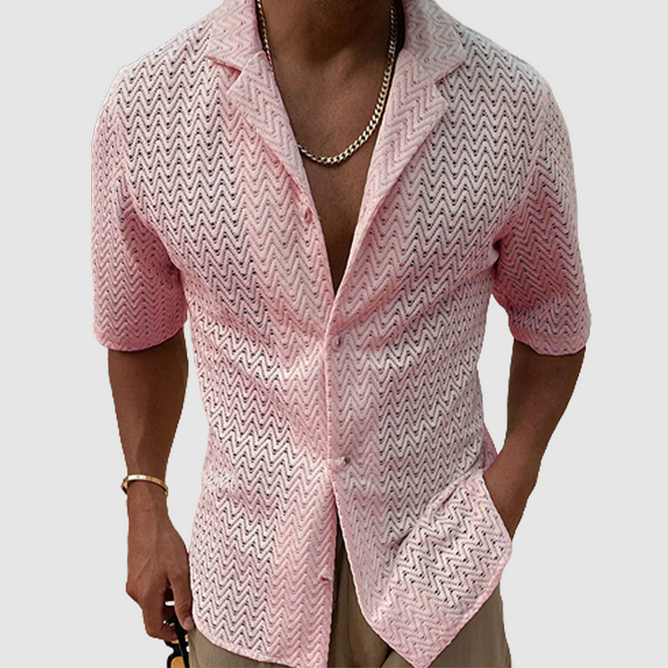 Maxime | Homme Chemise Aérée Motif Zigzag Tissu Léger-4