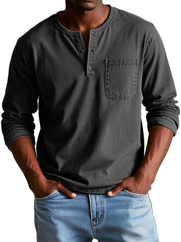 Variant image for Florian | Homme Chemise Vintage Col Henley en Coton Durable-36