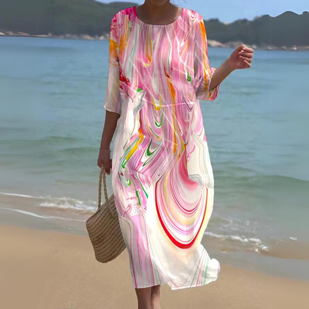 Variant image for Camille | Femme Robe Midi Chic avec Ceinture Cintrée en Tissu Luxueux-43