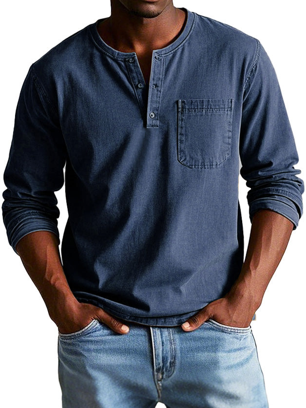 Variant image for Florian | Homme Chemise Vintage Col Henley en Coton Durable-43