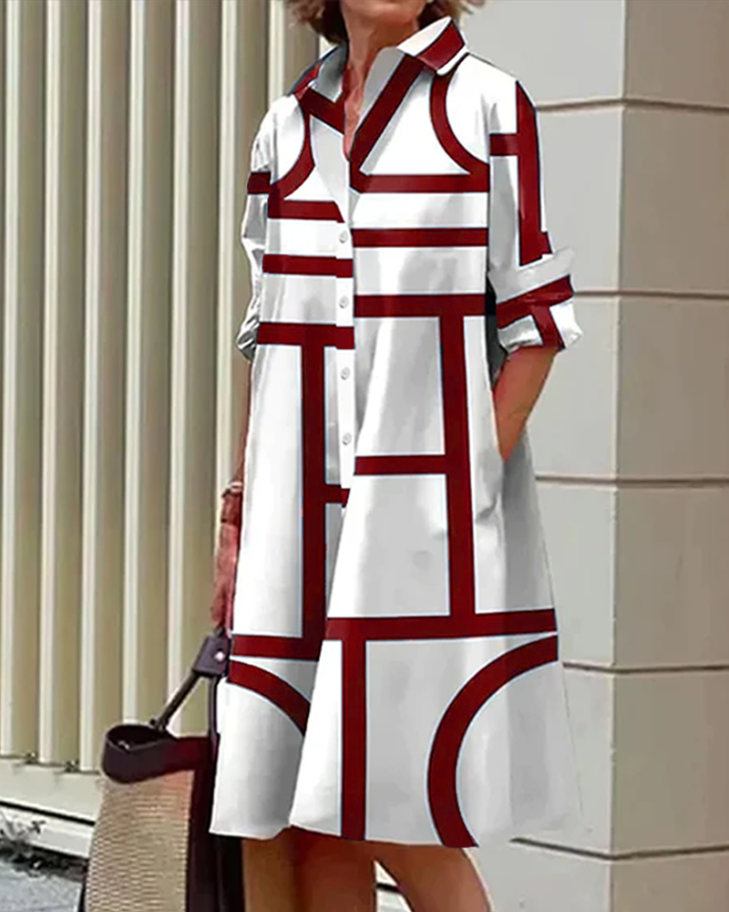 Margaux | Femme Robe Longue Imprimé Géométrique avec Poches 6