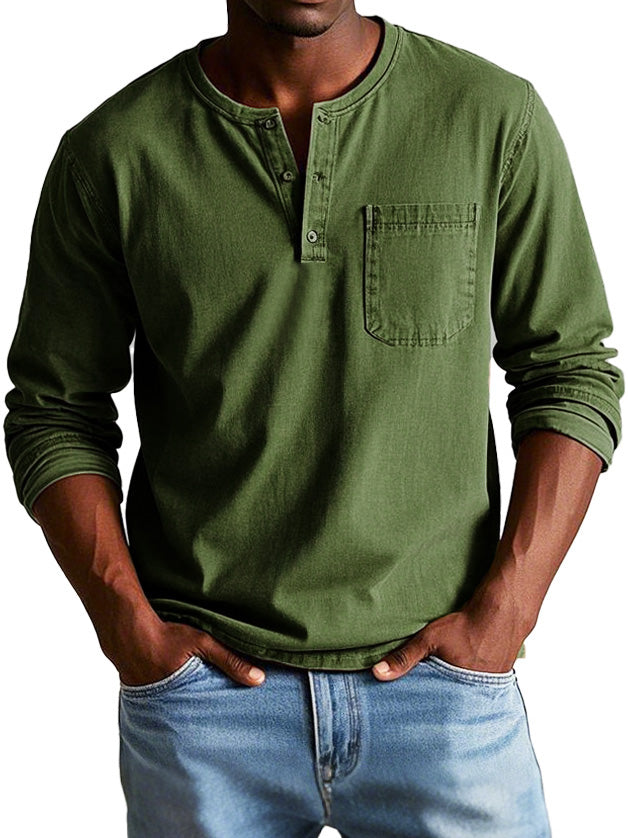 Variant image for Florian | Homme Chemise Vintage Col Henley en Coton Durable-56