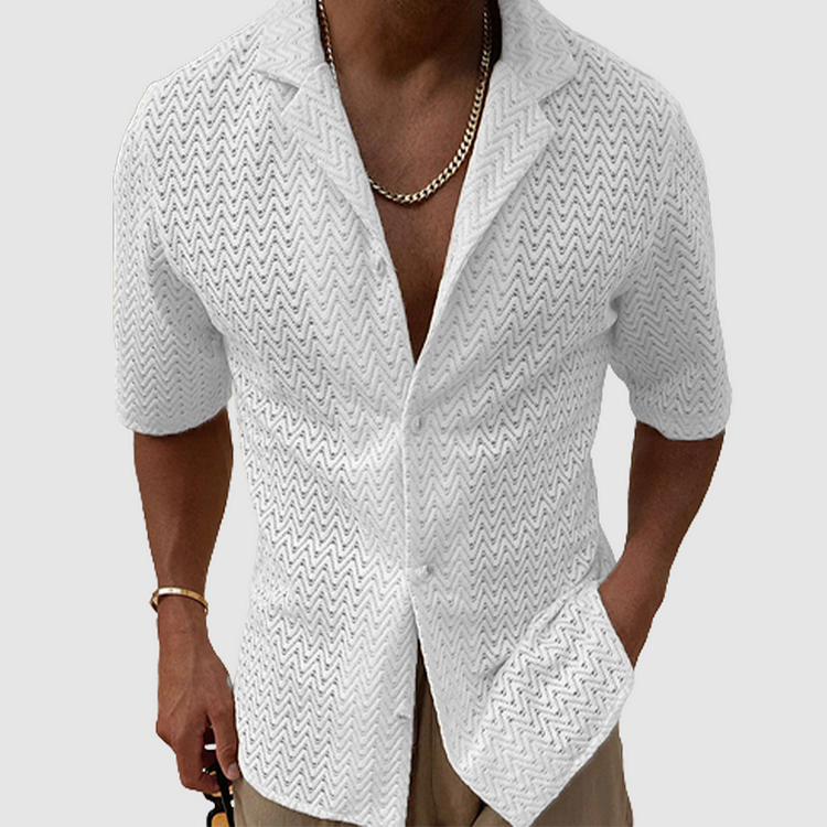 Maxime | Homme Chemise Aérée Motif Zigzag Tissu Léger-3