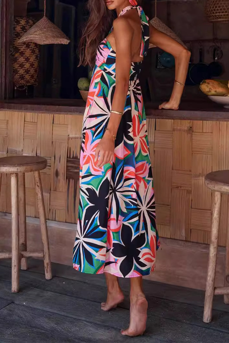 Amélie | Femme Robe Longue Dos Nu Imprimé Floral Chic 7