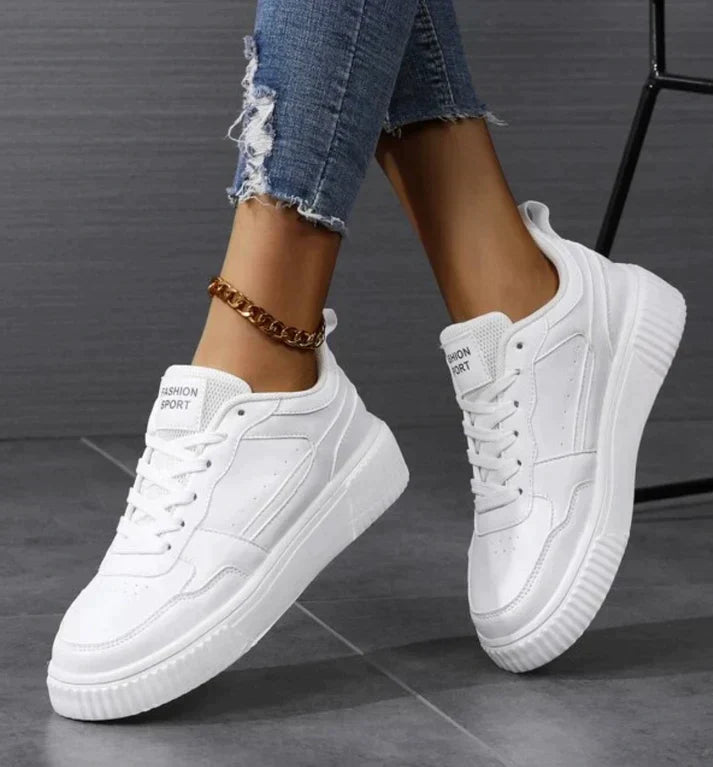 Amélie | Femme Sneakers Blancs en Cuir Souple et Mesh Respirant 6