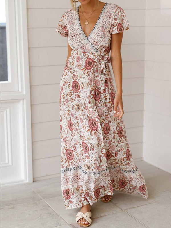 Camille | Femme Robe Longue Bohème Imprimé Floral Élégant 3