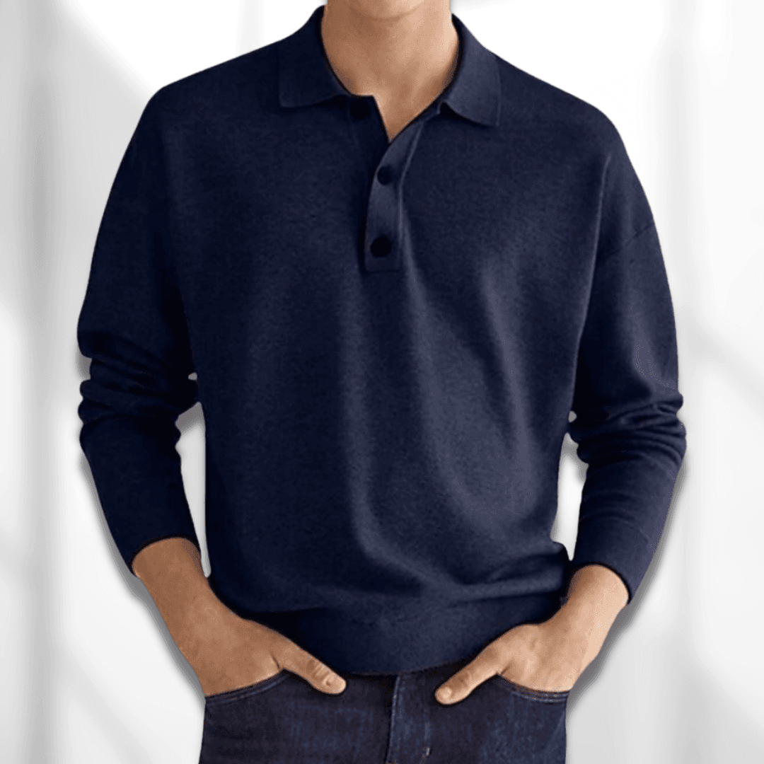 Variant image for Maxime | Homme Polo Manche Longue Col Classique Tissu Doux-11