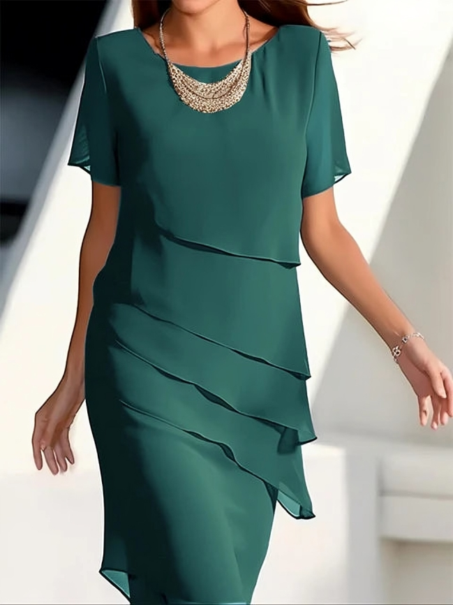 Margaux | Femme Robe Midi Légère avec Volants Élégants 3