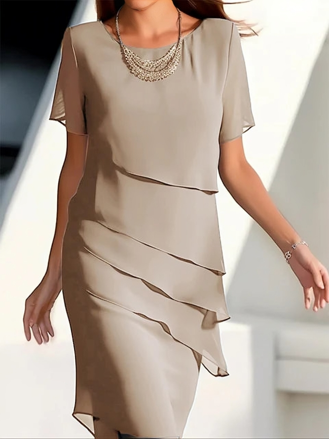 Margaux | Femme Robe Midi Légère avec Volants Élégants 2