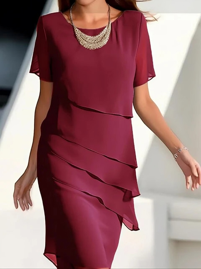 Margaux | Femme Robe Midi Légère avec Volants Élégants 4