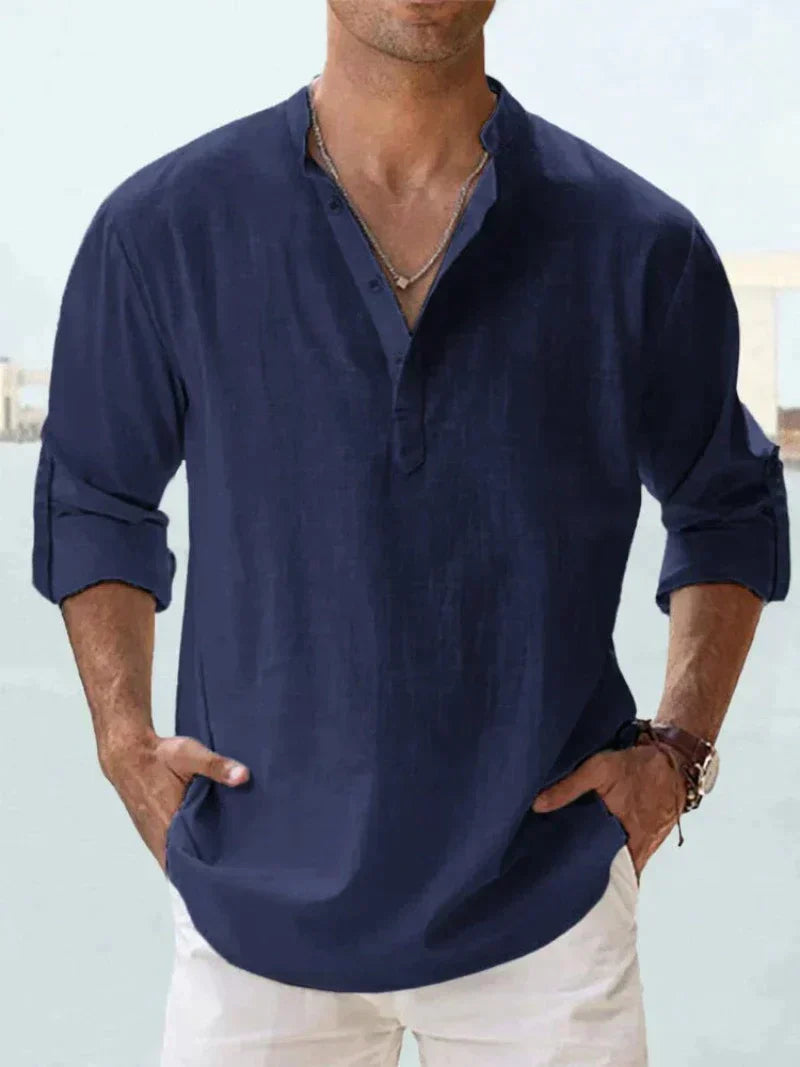 Maxime | Homme Chemise en Lin Respirant Coupe Décontractée-5