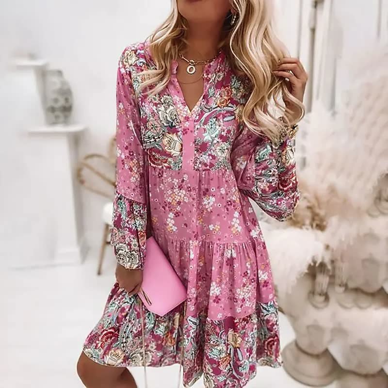 Gabrielle | Femme Robe Longue Bohème Imprimé Floral Été 2