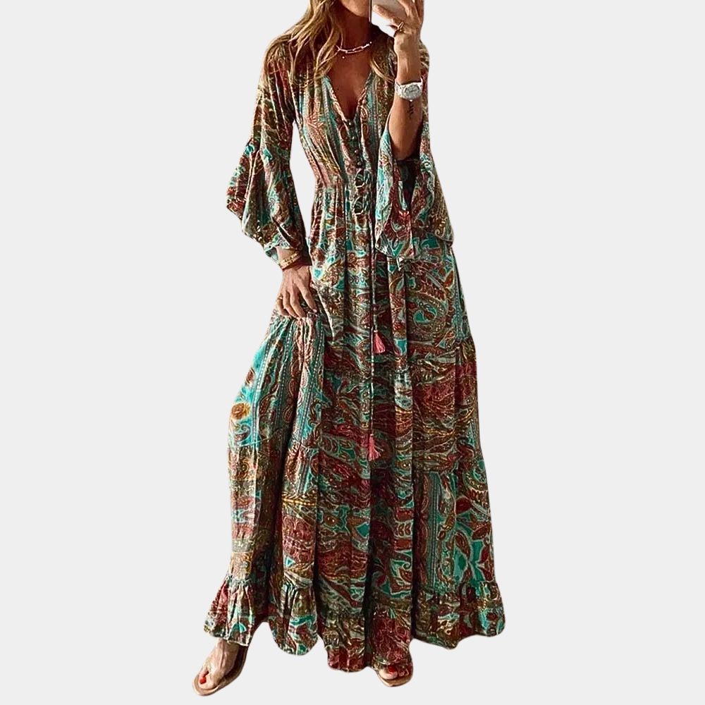 Gabrielle | Femme Robe Longue Bohème à Imprimé Floral 3