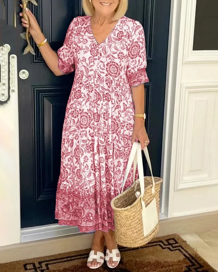 Gabrielle | Femme Robe Longue Fleurie Décolleté en V 2