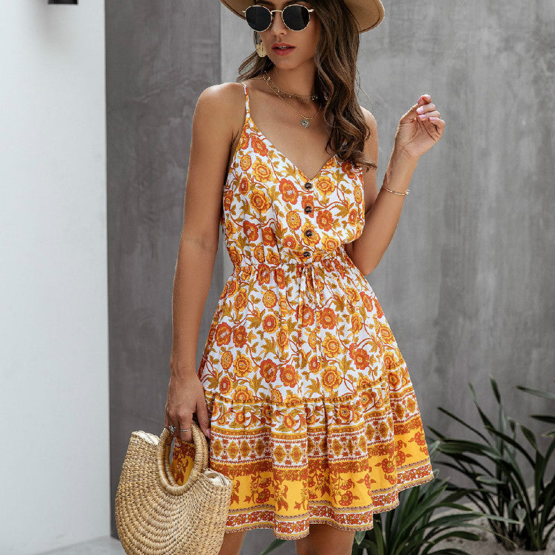 Camille | Femme Robe d'Été Chic Imprimé Floral Évasée 2