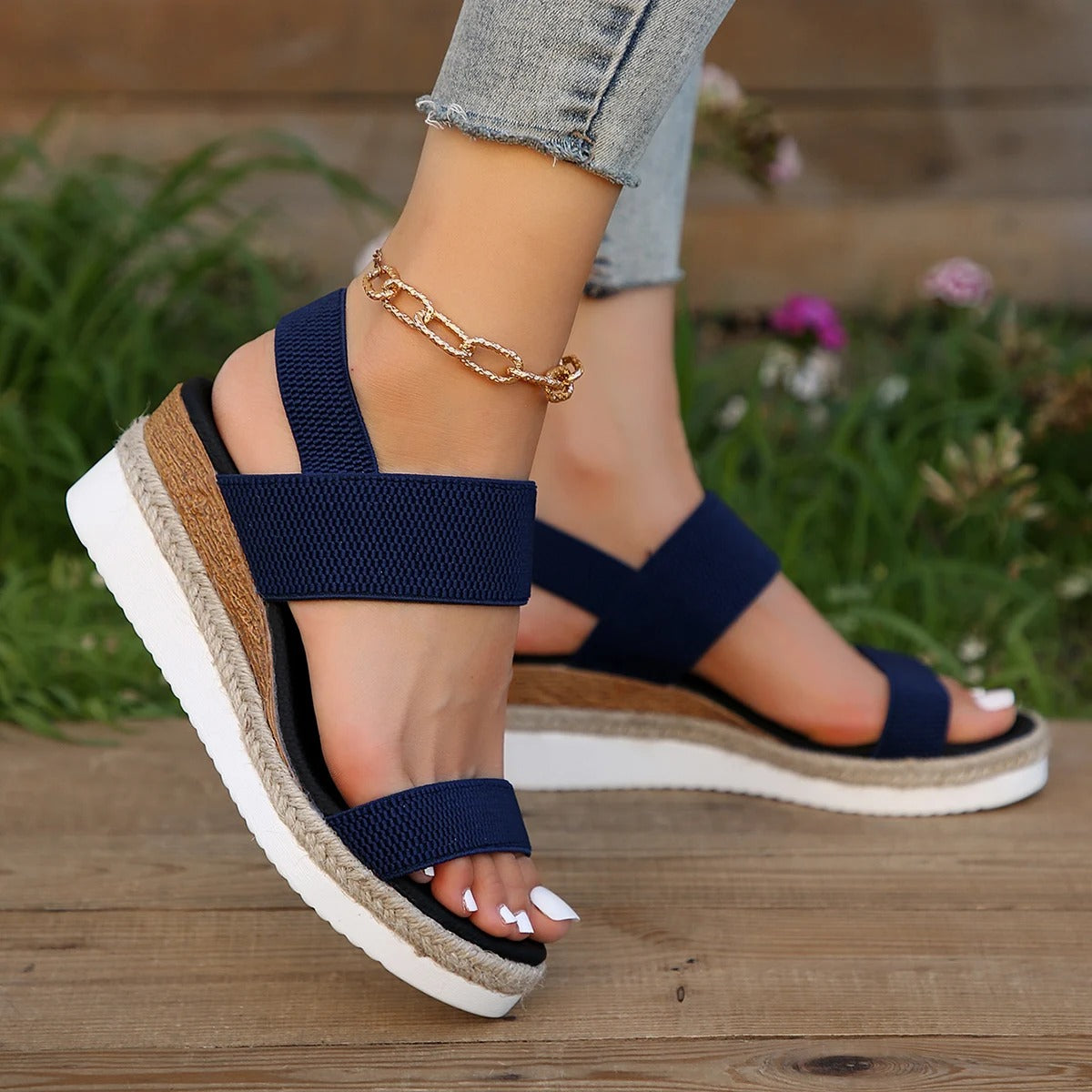 Margaux | Femme Sandales Compensées Chic en Cuir Durable 4
