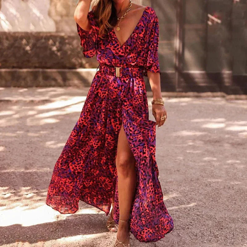 Victor | Femme Robe Longue Fleurie à Fente Haute 1